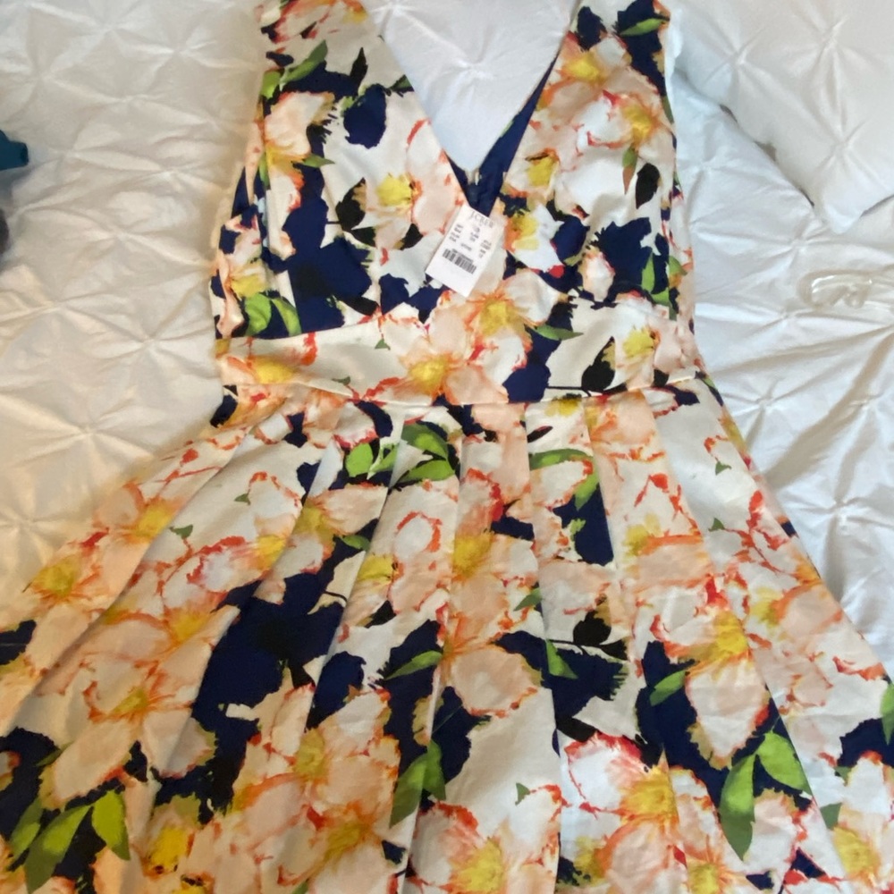 Floral sleeveless j. Crew dress.